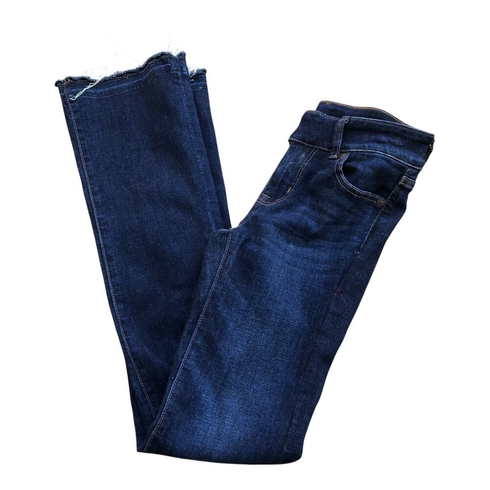 American Eagle Next Level Stretch Jeans Dark Wash Raw Hem Skinny Women’s Size 0